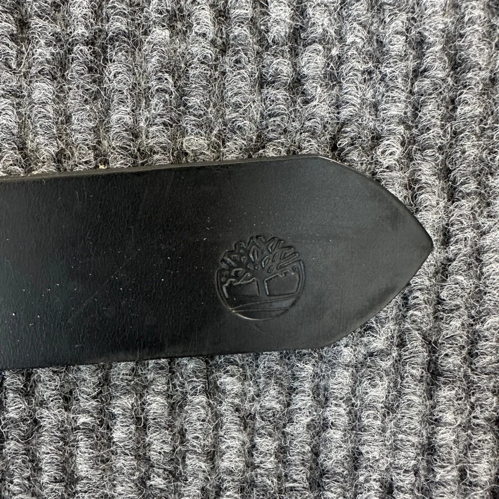 Timberland Mens Classic Logo Belt 34 Black Genuine Leather Made In USA